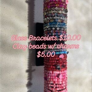 Bracelets $5.00  Glass Braclets$10.00